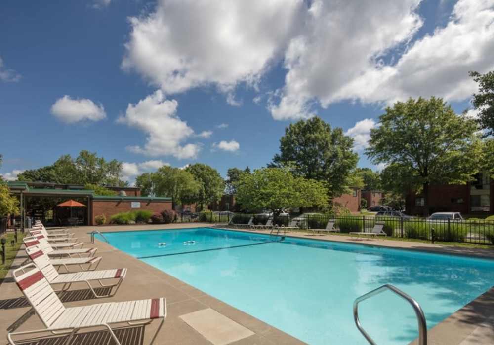 Resort-style pool at Courtyard Apartments in Columbia,Missouri