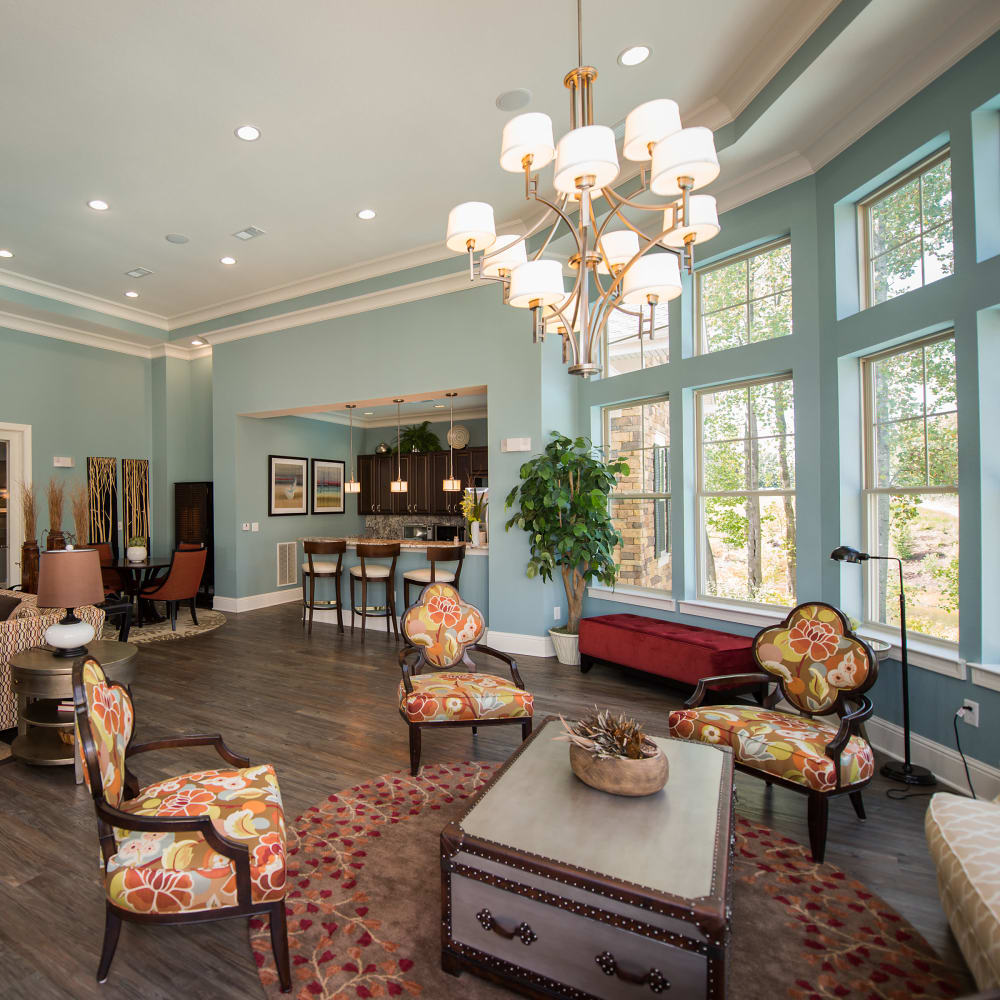 Well furnished living area at Arden Place in Charlottesville, Virginia