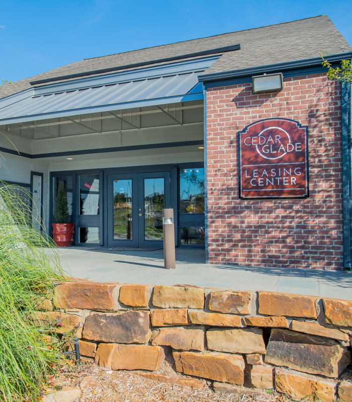 Front entrance to Cedar Glade Apartments in Tulsa, Oklahoma