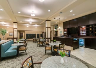 Beautiful bistro area at our senior living community in Kirkland, WA