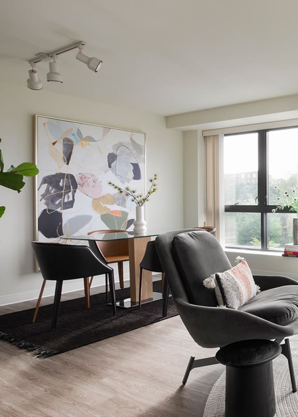 Living room at Neponset Landing in Quincy, Massachusetts