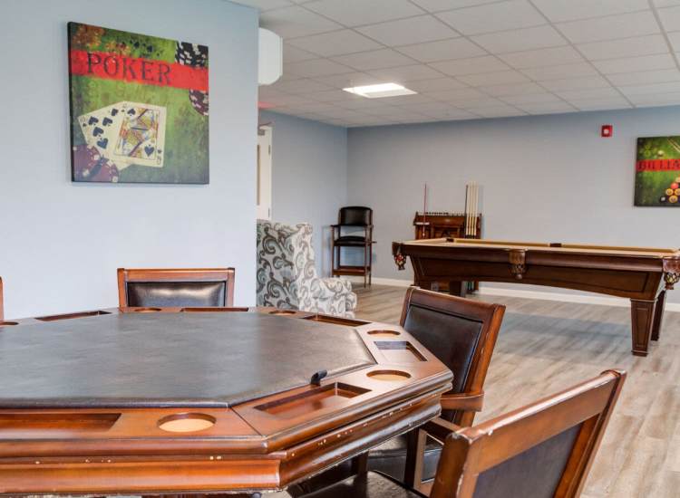 Gaming zone at The Residences at Lincoln Park in Dartmouth, Massachusetts