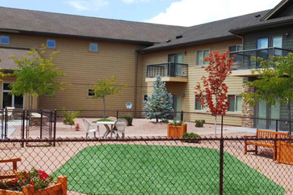 Lush lawn on a sunny day at Majestic Rim Retirement Living in Payson, Arizona. 