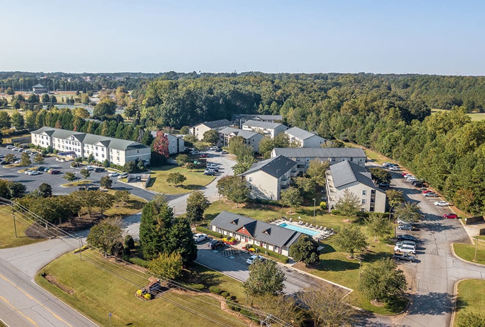 Aerial view of Station 153 Apartment Homes in Anderson, South Carolina