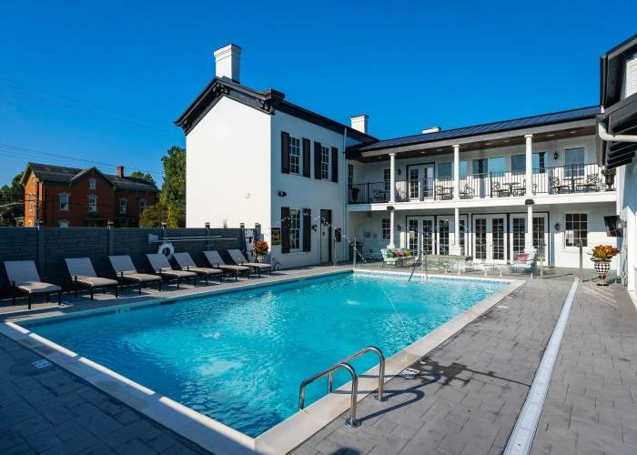 Lounge seating around pool at The Jameson in Cincinnati, Ohio