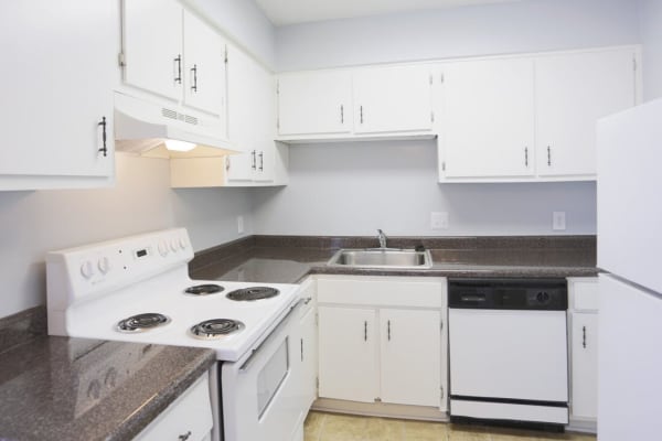 Appliances in a kitchen in a model apartment at Meadowbrook and Brookridge in Charlotte, North Carolina