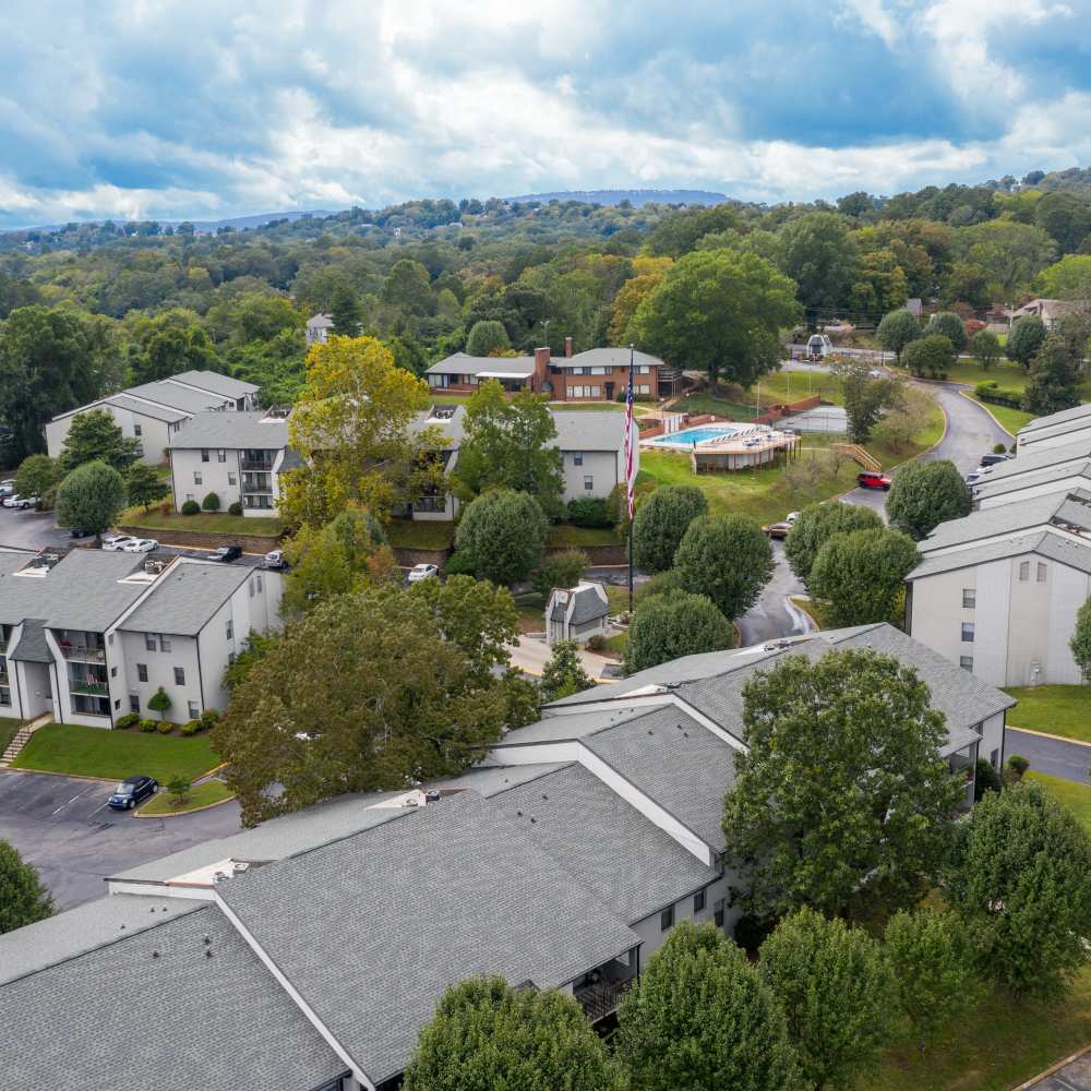 Drone shot at Germantown Gardens in East Ridge, Tennessee