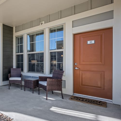 Entrance to modern apartement at The Towne at Northgate Apartments in Colorado Springs, Colorado