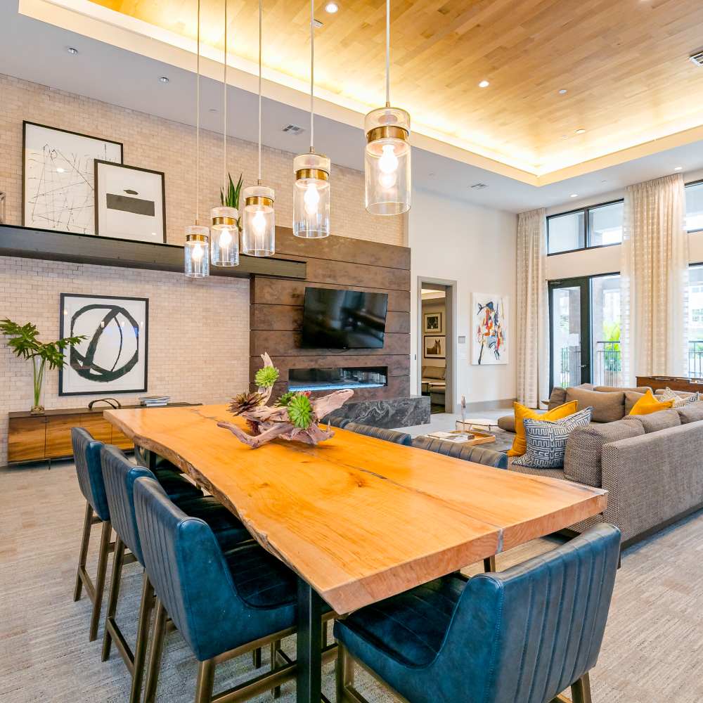 Community dining area at NOVU New Forest in Houston, Texas