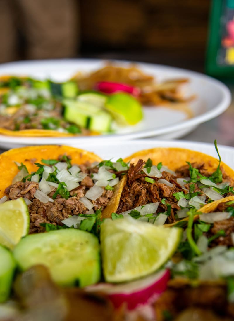 A plate of tacos at a restaurant near Marquis at TPC in San Antonio, Texas