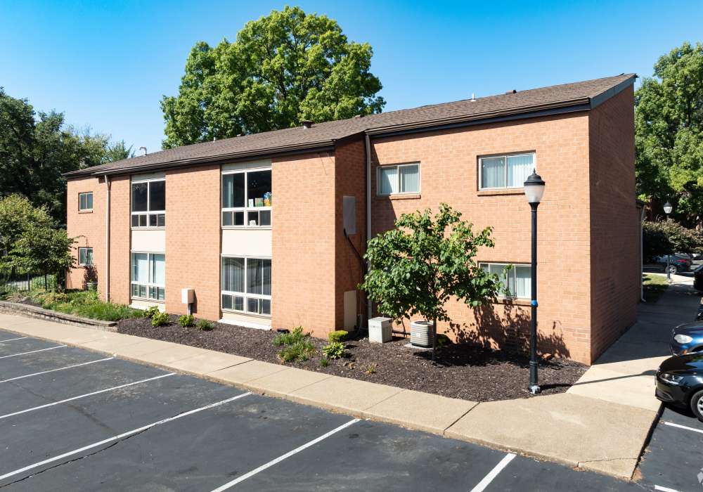 Outdoor parking garage at West End Terrace Apartments in St. Louis, Missouri