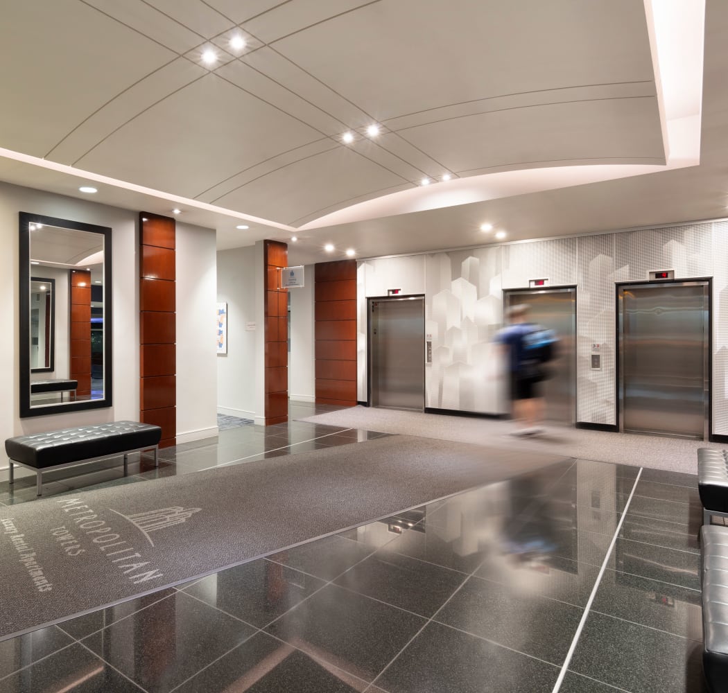 Beautiful entrance at Metropolitan Towers in Vancouver, British Columbia