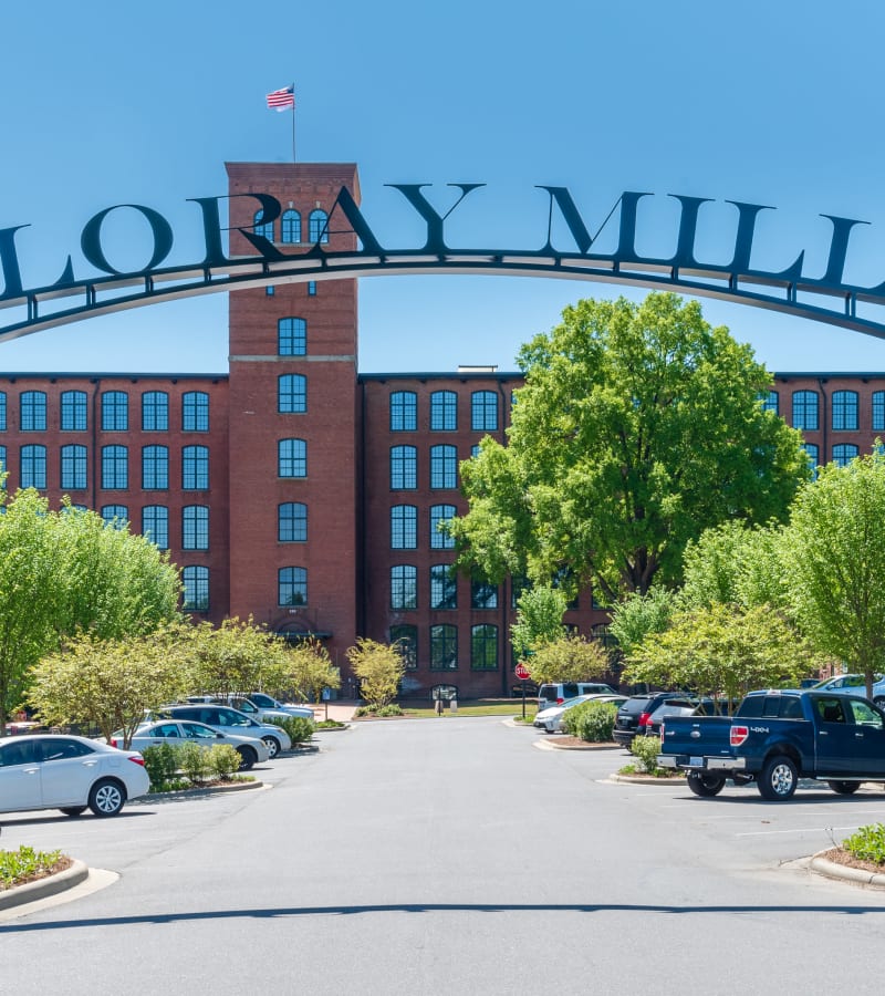Memorial entrance at Loray Mill Lofts in Gastonia, North Carolina