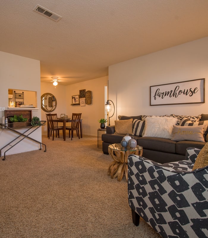 Spacious living room at Waters Edge in Oklahoma City, Oklahoma