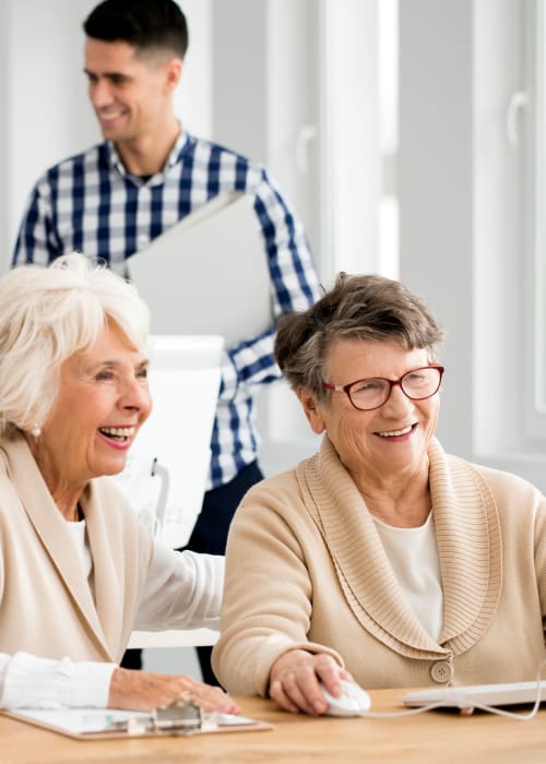 Group of residents at a reading group at Hanover Place in Tinley Park, Illinois