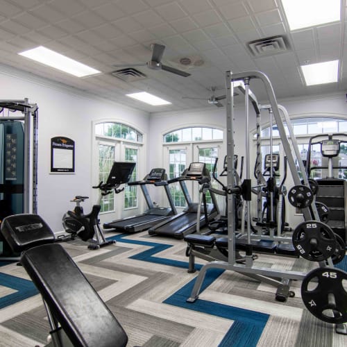 Equipment in the fitness center at River Forest in Chester, Virginia