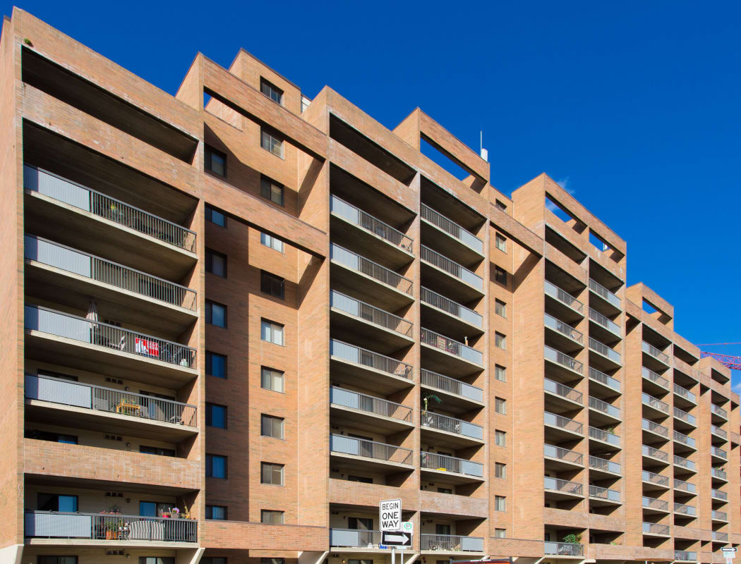 Building exterior view of Royal View Apartments in Calgary