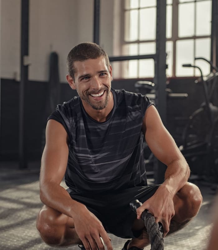 Resident working out at Chisholm Pointe in Oklahoma City, Oklahoma