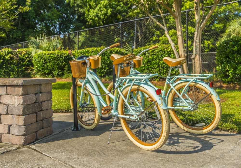 Bicycles parked at James Towne Village in Charleston, South Carolina