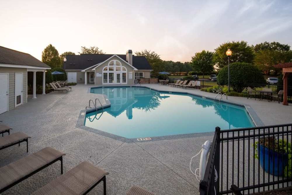 Resort-style swimming pool with sundeck at Berry Shoals in Duncan, South Carolina