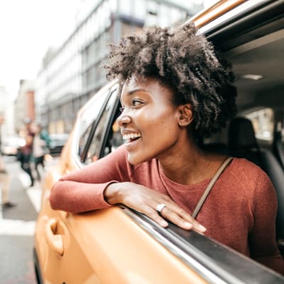 Women taking a taxi downtown near The Ellington in New York, New York