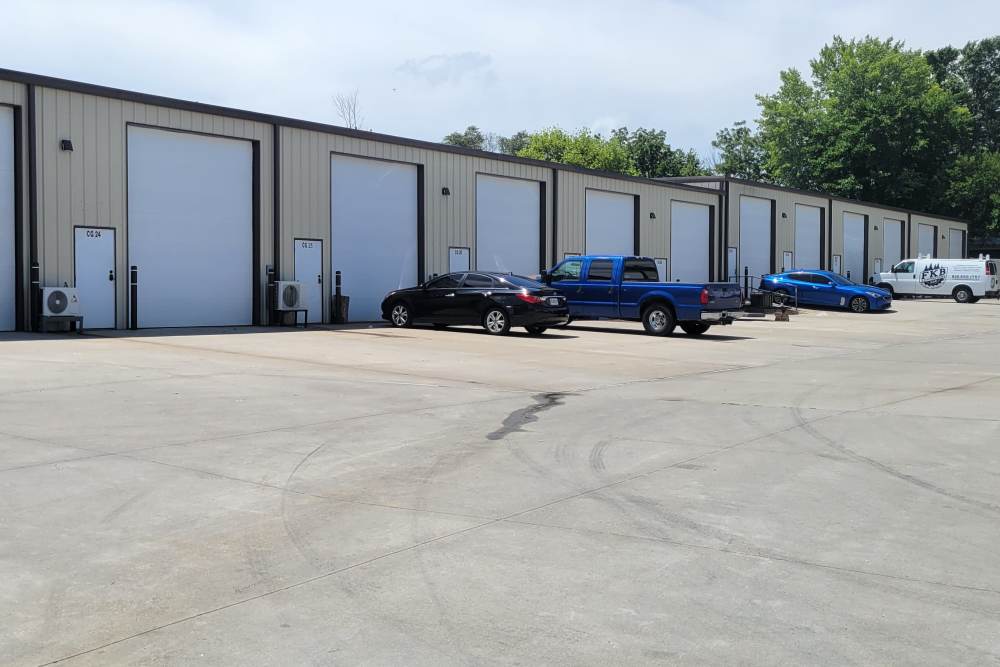 Storage with trucks at American Self Storage in Raymore Missouri