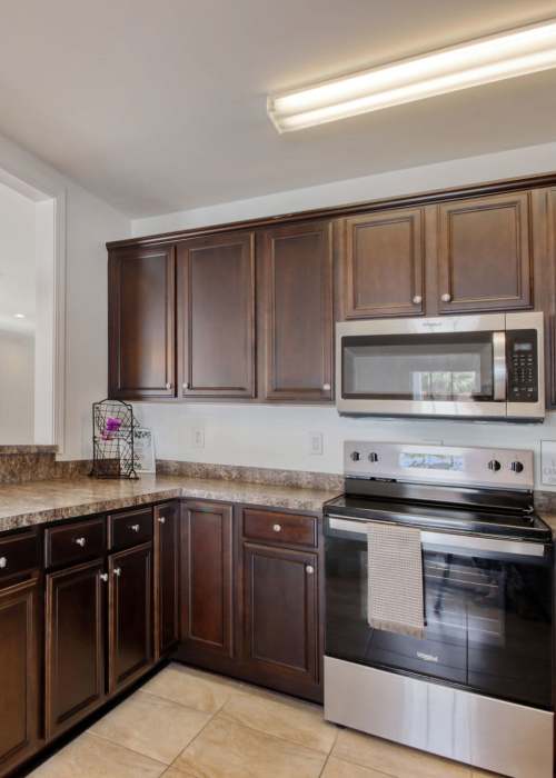 Kitchen with stainless steel appliances at Cloisters at Carolina Forest in Myrtle Beach, South Carolina