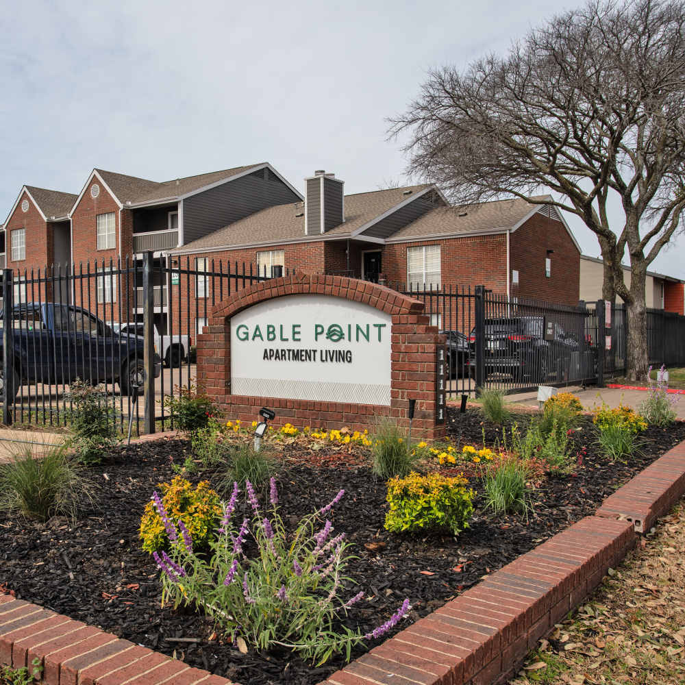 Property signage at Gable Point in Dallas,Texas