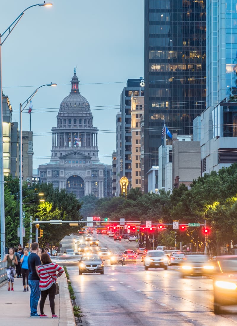 Downtown Austin at sunset near Marquis at Caprock Canyon in Austin, Texas