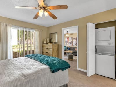 An apartment bedroom at The Braxton in Palm Bay, Florida
