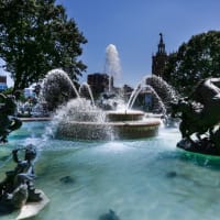 Water fountains near The Boulevard in Roeland Park, Kansas