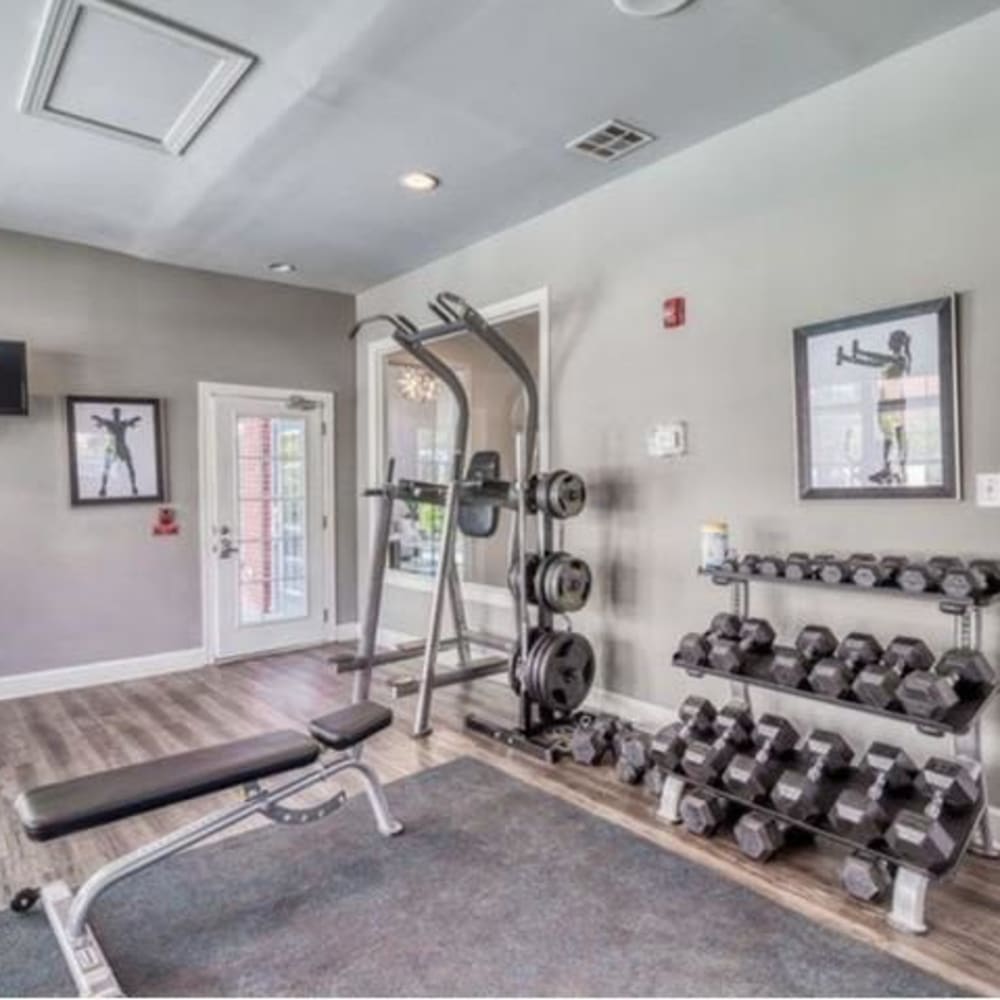 Exercise equipment in the fitness center at Astoria in Mobile, Alabama