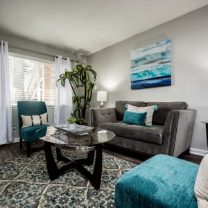 Model living room at Lexington Park Apartments in Smyrna, Georgia