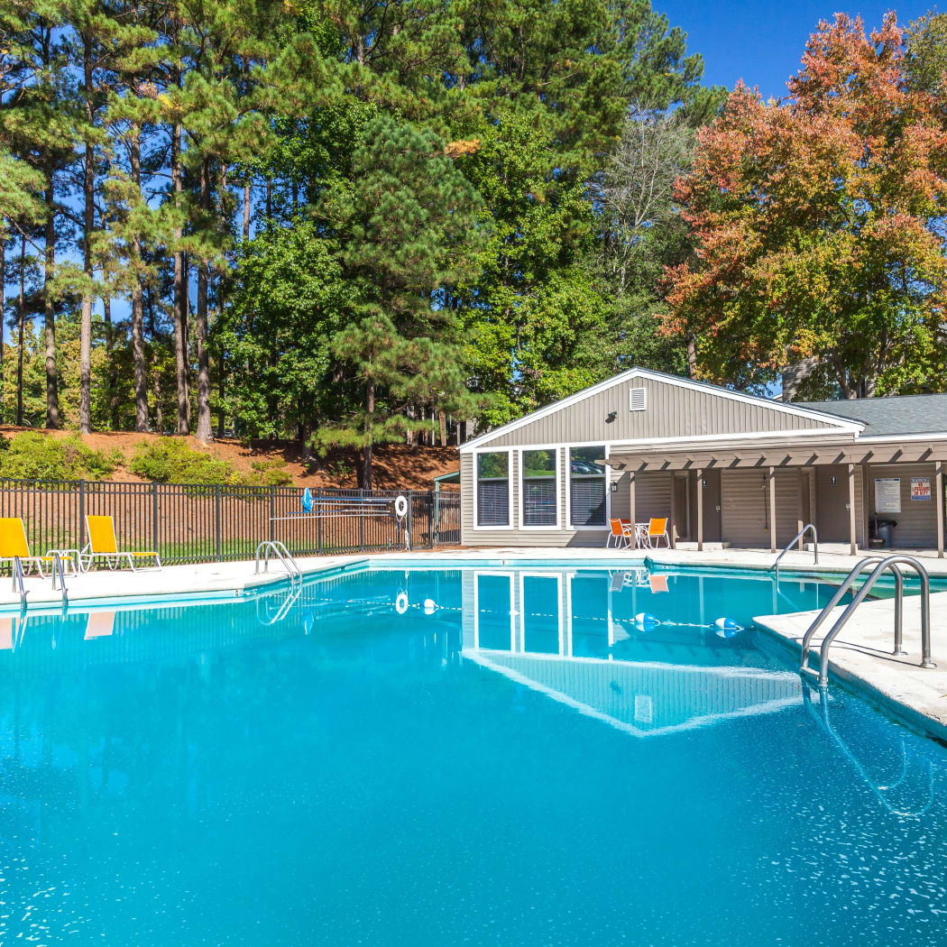 Beautiful swimming pool at Villages of Lake Boone Trail in Raleigh, North Carolina