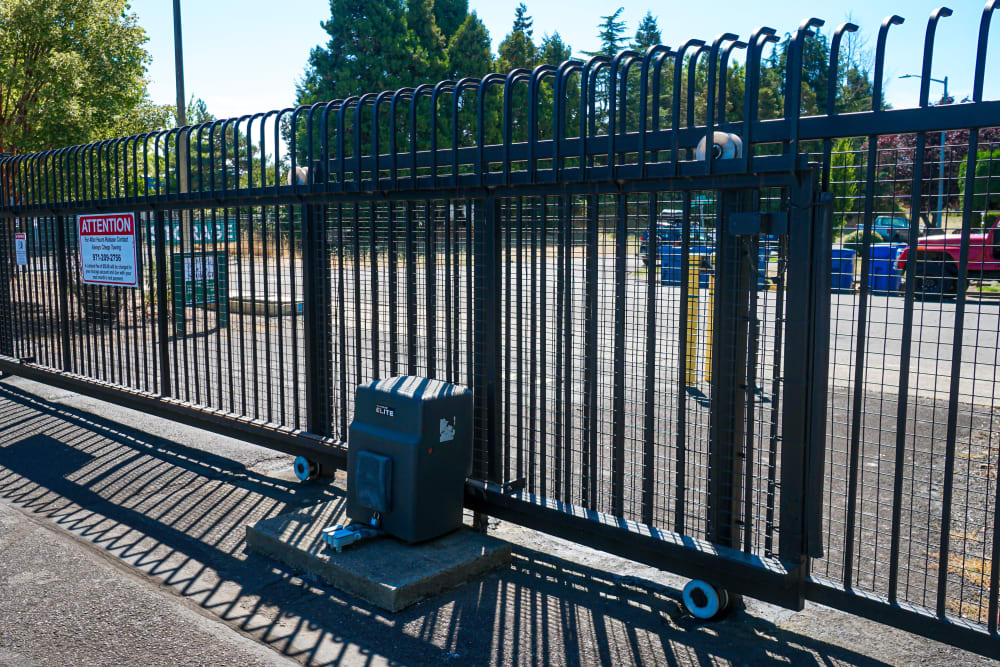 The secure gate at Security First Storage in Salem, Oregon