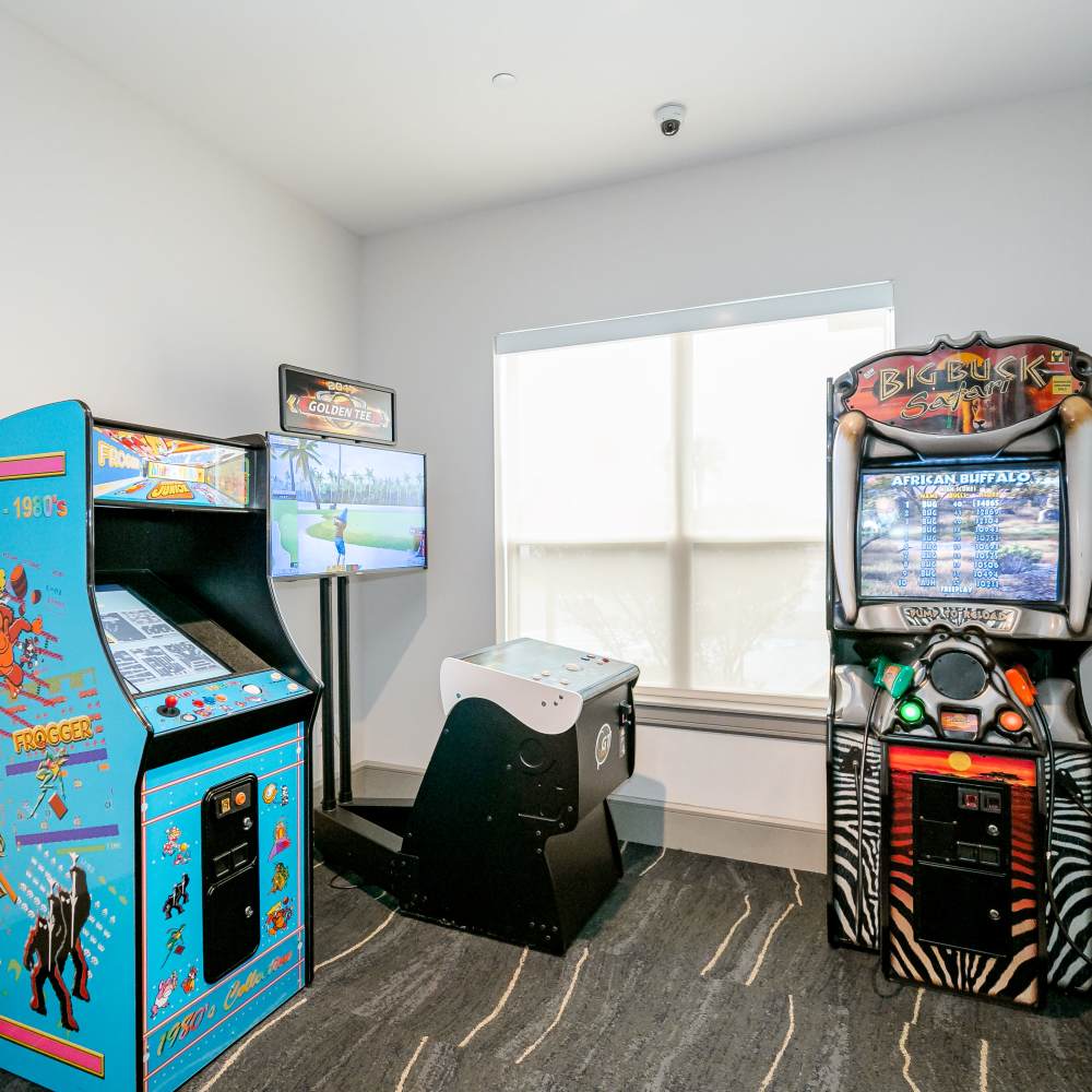 Community gaming area at NOVU New Forest in Houston, Texas