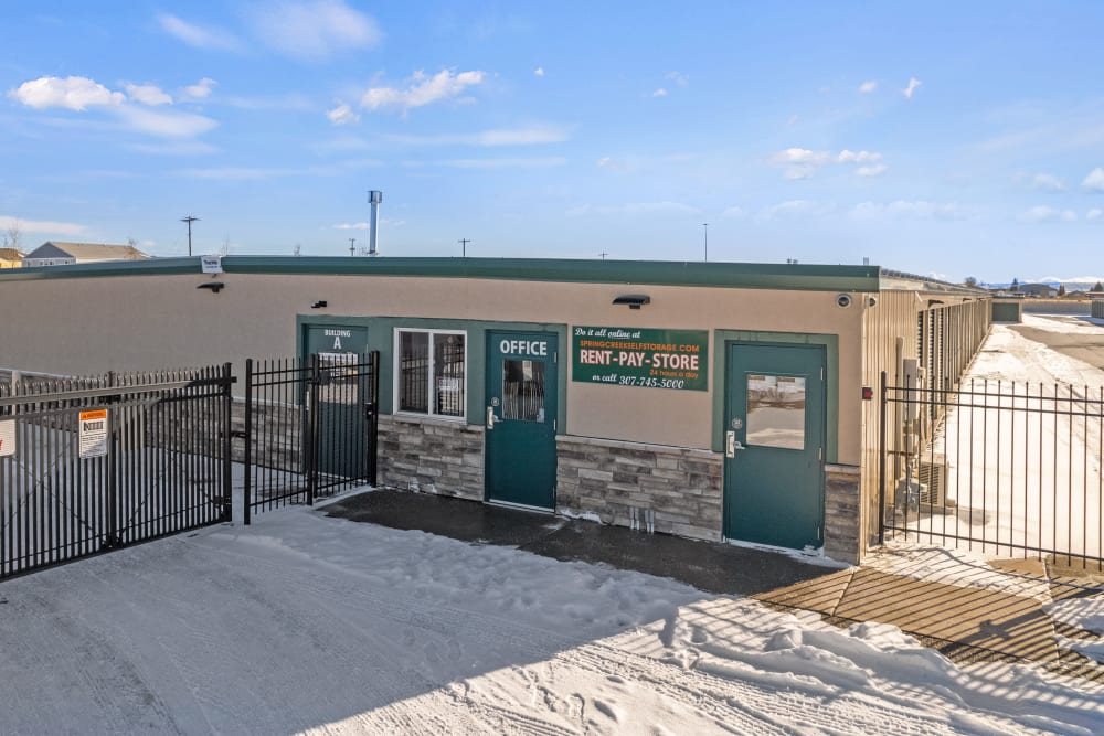 Outside the lesaing office at Storage Star Laramie in Laramie, Wyoming