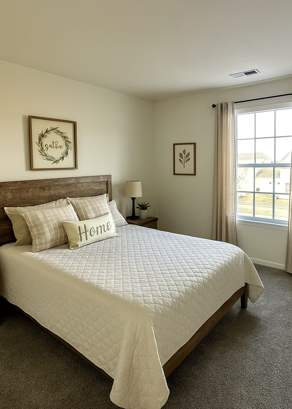 Cozy bedroom at Bluestone in Greenfield, Indiana