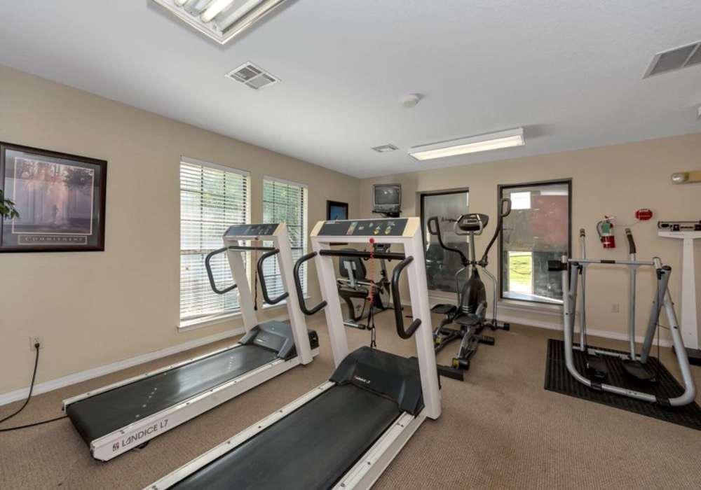 Fitness center with treadmills at Chapel Ridge of Pauls Valley in Pauls Valley, Oklahoma