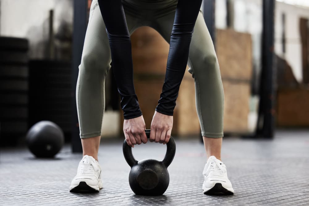 Resident at the gym at Mosaic in Los Angeles, California