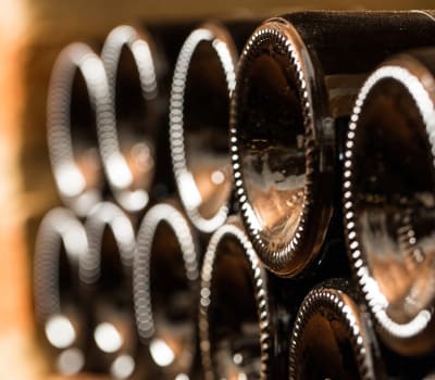Bottles of wine being stored at The Wine Grotto in Pasadena, California