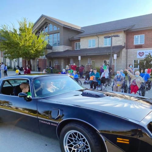 Muscle car rally at The Oxford Grand Assisted Living & Memory Care in McKinney, Texas