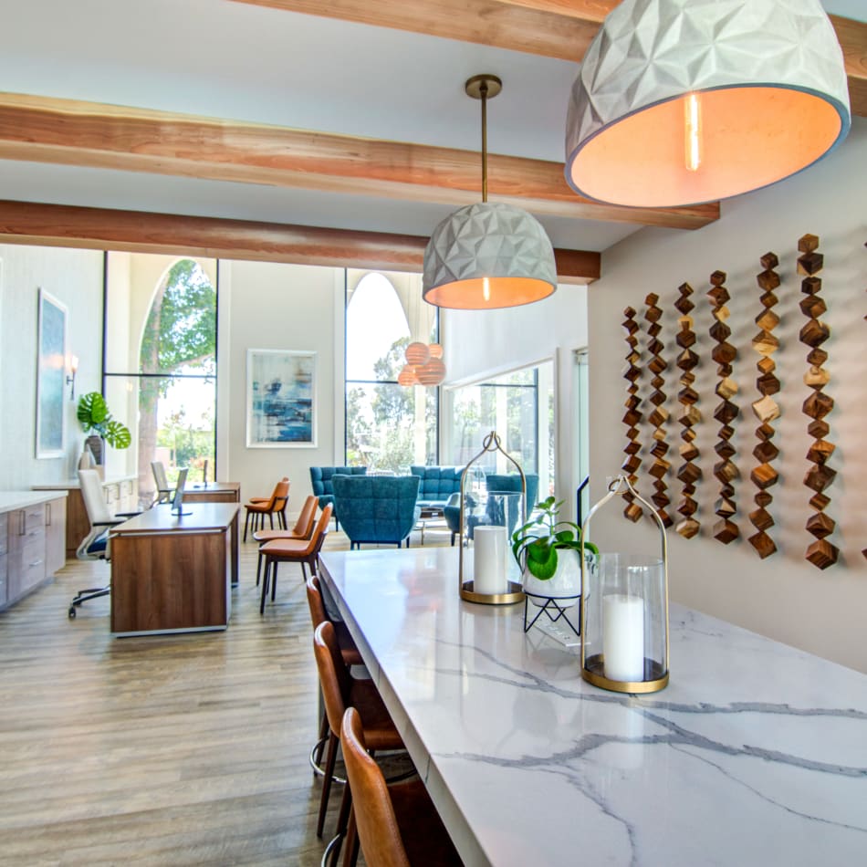 Renovated leasing office interior at Veranda La Mesa in La Mesa, California