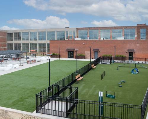Dog park at Mojud Lofts in Greensboro, North Carolina