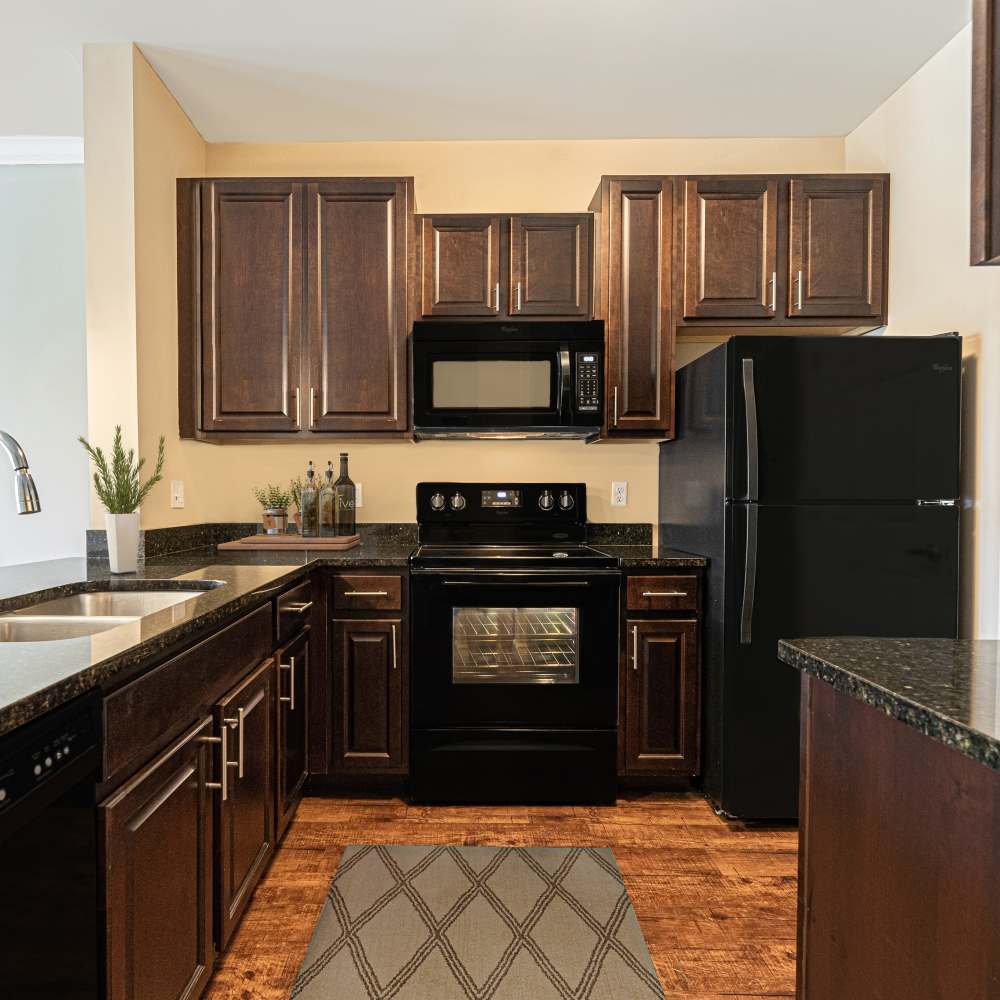 Kitchen with blank appliances at Boulder Springs of Columbia in Columbia,Missouri
