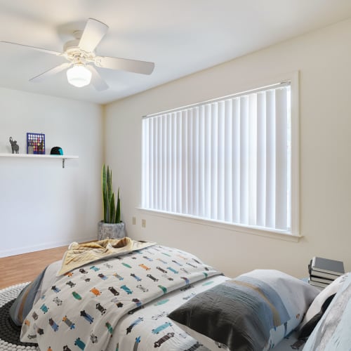 A furnished bedroom at Midway Manor in Virginia Beach, Virginia