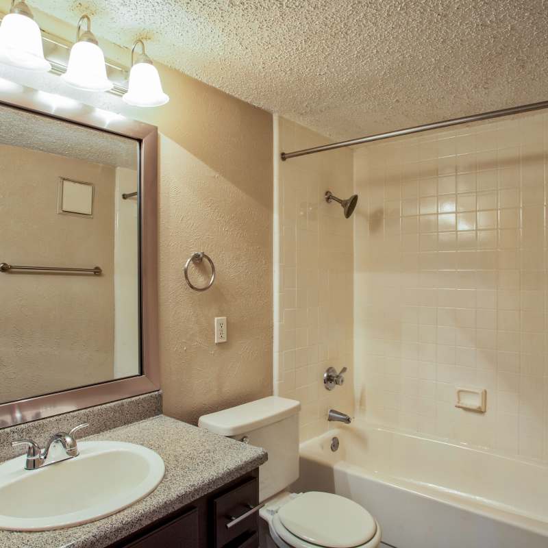 Bathroom at Highlands Creek Apartments in Dallas, Texas