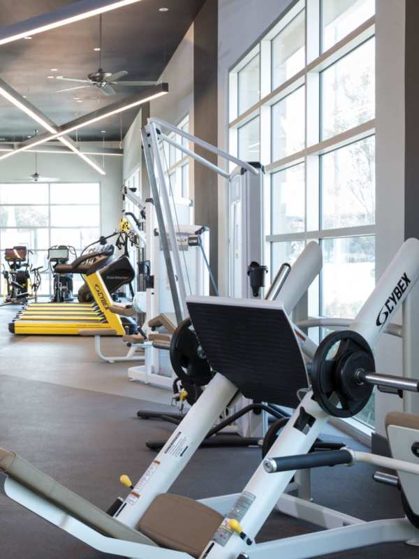 Rendering fitness center at Gallery at the Domain in Austin, Texas