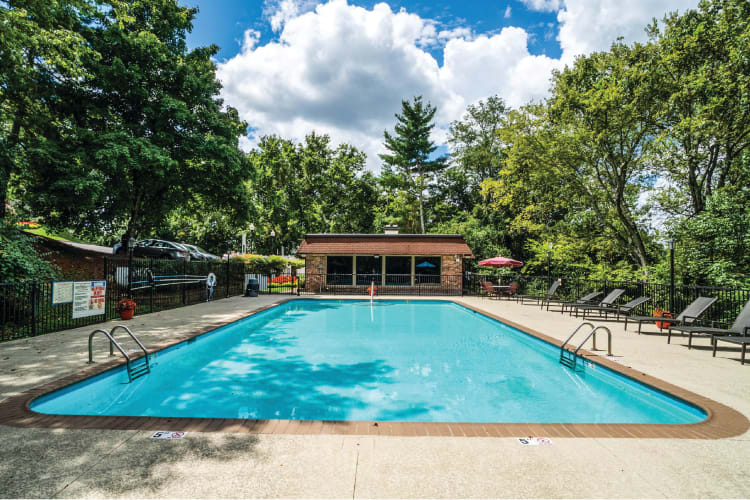The community pool at Post Ridge Apartments in Nashville, Tennessee.