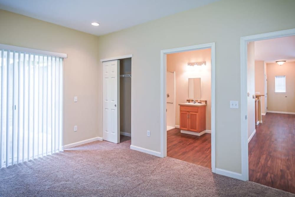 Open and airy senior apartment at Evergreen Senior Living in Eugene, Oregon.
